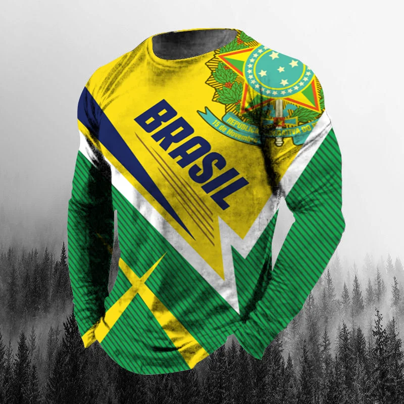 Mens Fashion Clothes - Vintage Brazilian Flag 3D Print Autumn
