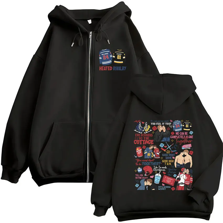 Heated Rivalry Print Zipper Ho - Mens Fashion Zip Up Hoodies 评论和价格