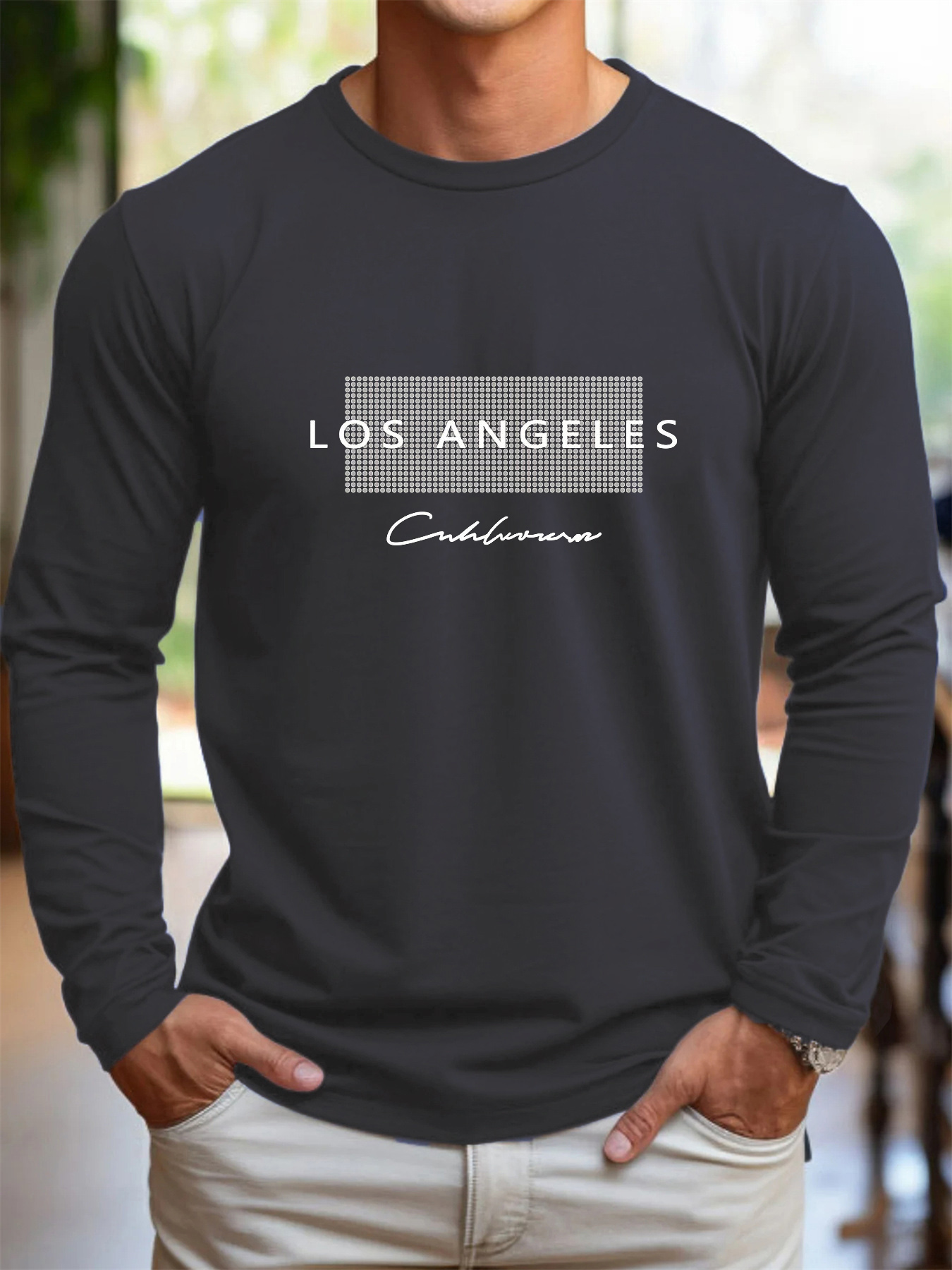 100% Pure Cotton Men's Long Sl - Men'S Fashion T Shirts 评论和价格